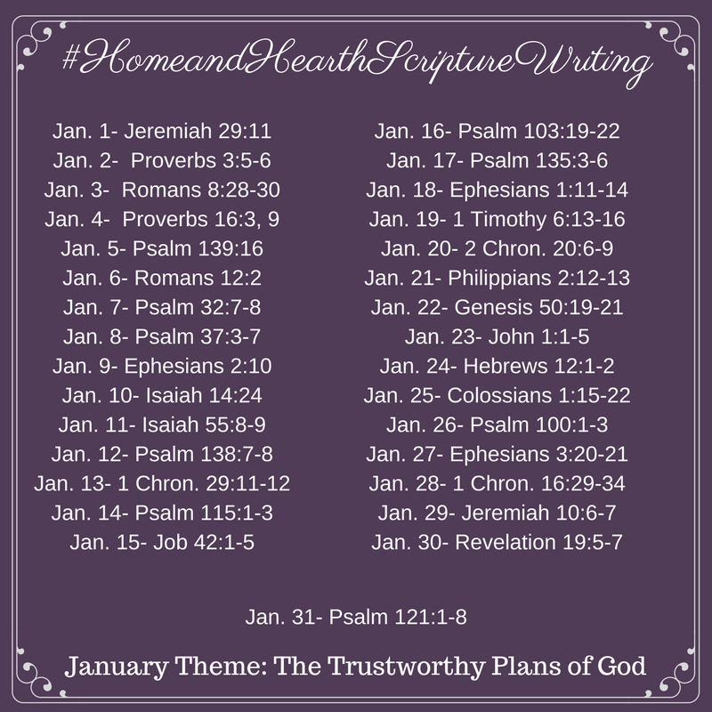 January 2018 Scripture Writing Plan