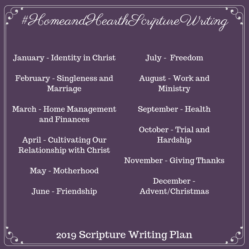 2019 Home and Hearth Scripture Writing Plan